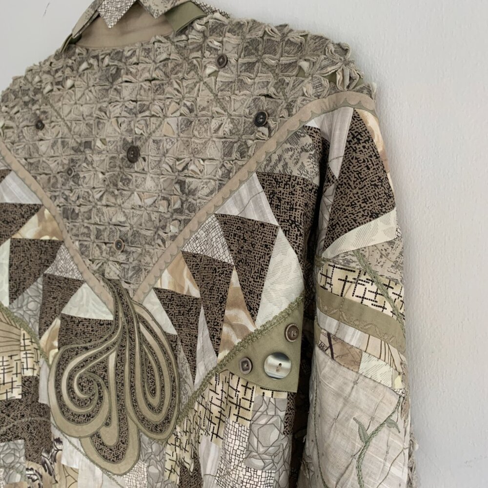 Handcrafted Embellished Quilted Jacket Size XL - Picture 7 of 14